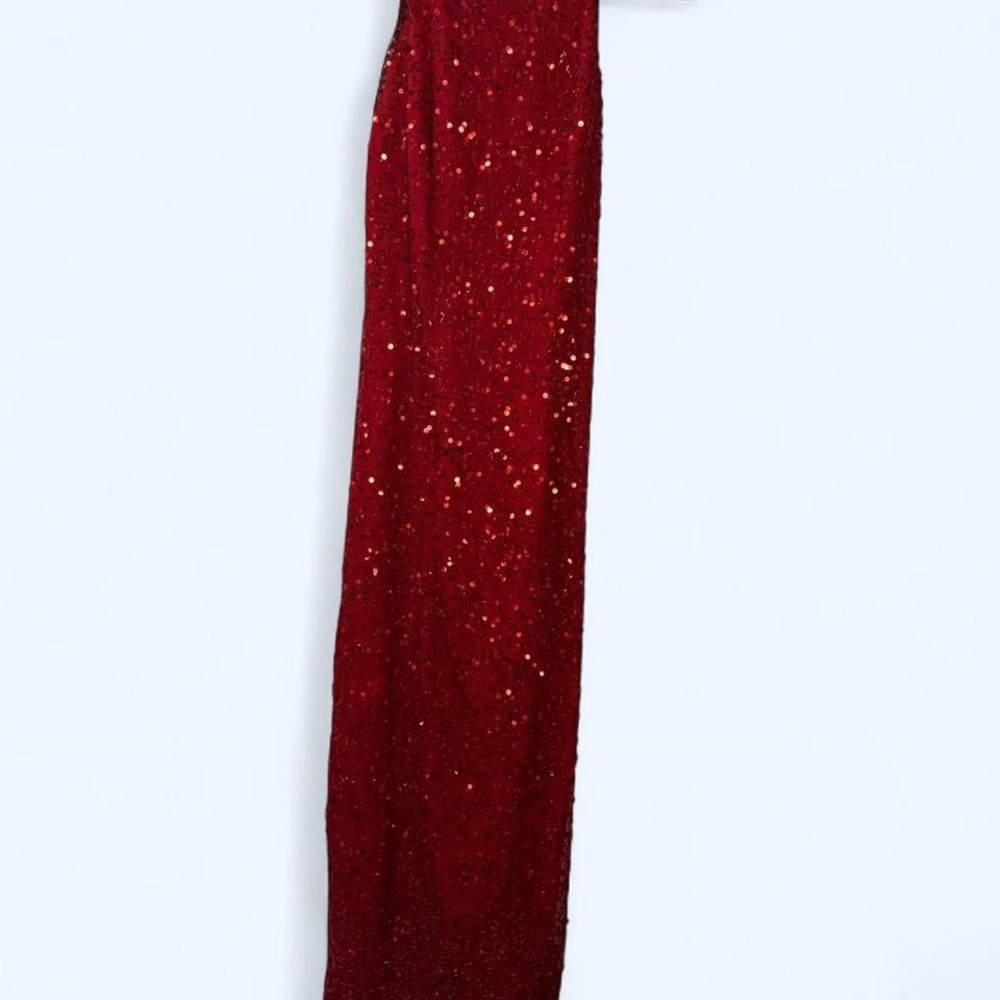 Red Silk halter Beaded Maxi Dress